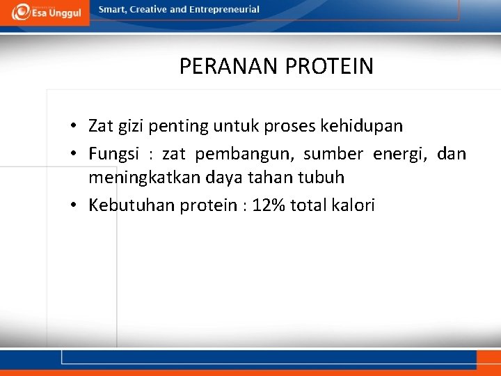 PERANAN PROTEIN • Zat gizi penting untuk proses kehidupan • Fungsi : zat pembangun,