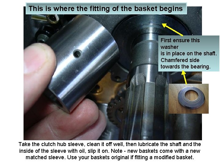 This is where the fitting of the basket begins First ensure this washer is