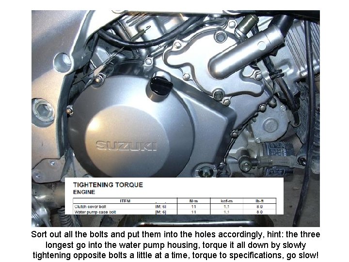 Sort out all the bolts and put them into the holes accordingly, hint: the