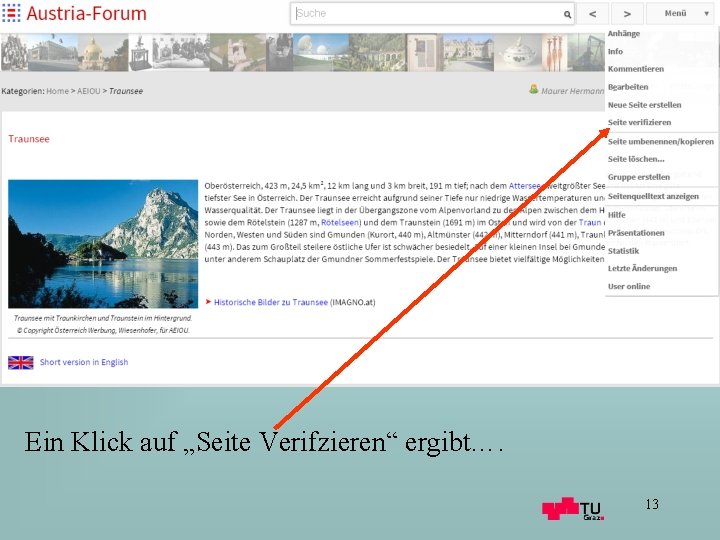 Ein Klick auf „Seite Verifzieren“ ergibt…. 13 