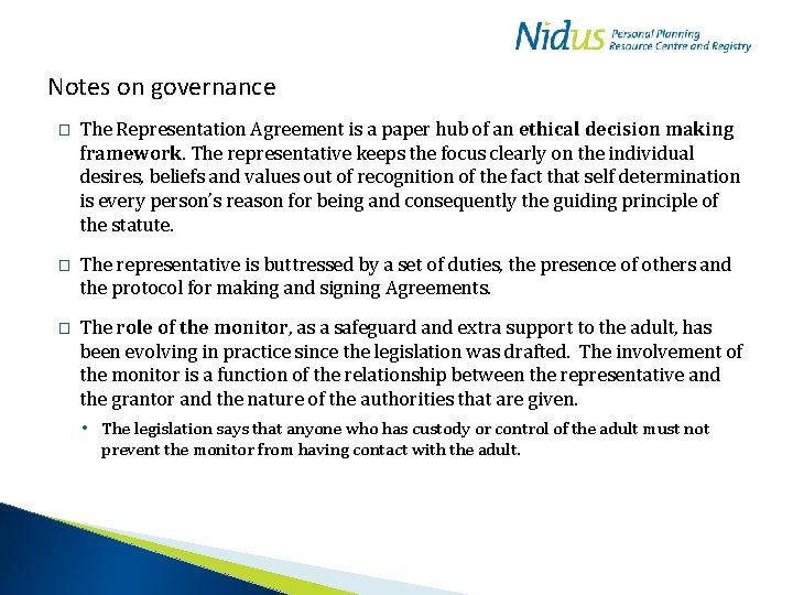 Notes on governance � The Representation Agreement is a paper hub of an ethical
