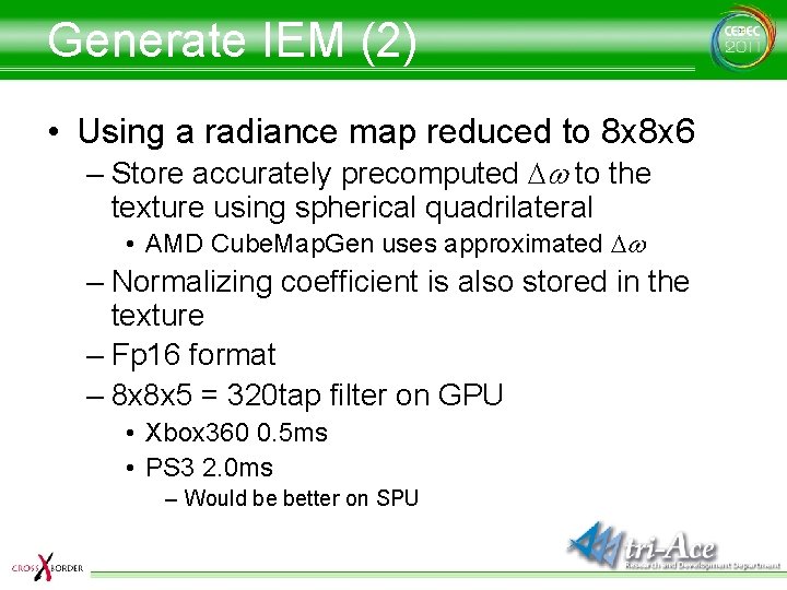 Generate IEM (2) • Using a radiance map reduced to 8 x 8 x