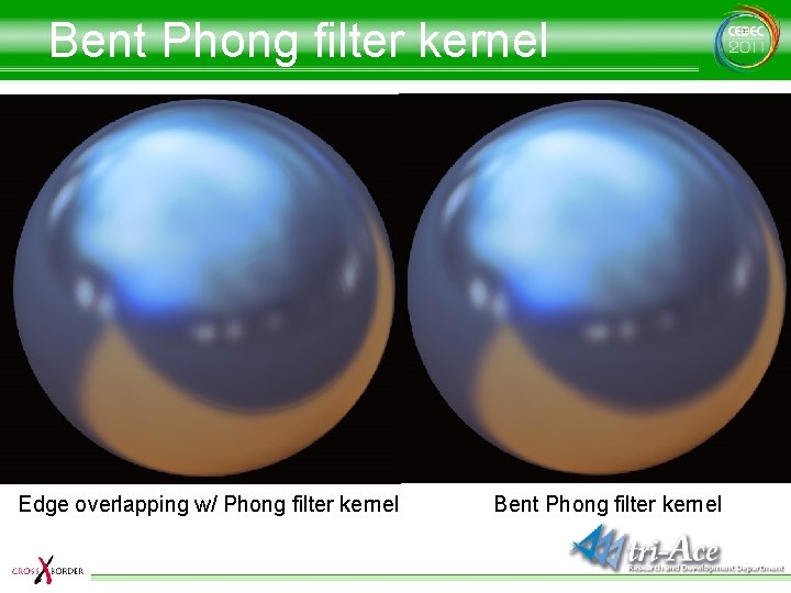 Bent Phong filter kernel Edge overlapping w/ Phong filter kernel Bent Phong filter kernel
