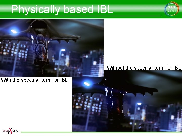 Physically based IBL Without the specular term for IBL With the specular term for