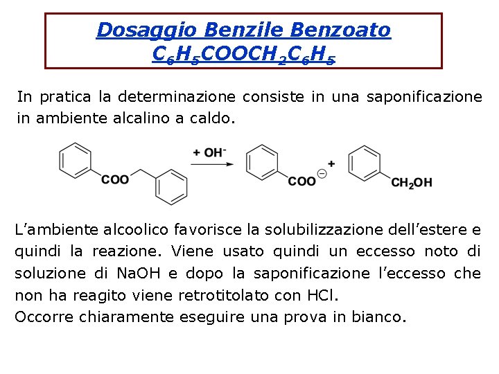 Dosaggio Benzile Benzoato C 6 H 5 COOCH 2 C 6 H 5 In