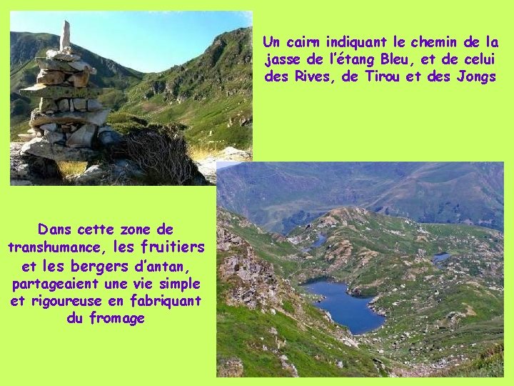 Un cairn indiquant le chemin de la jasse de l’étang Bleu, et de celui