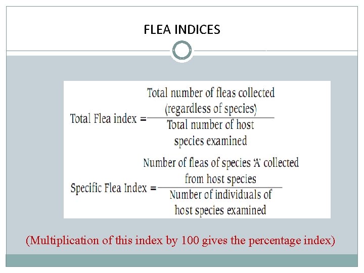 FLEA INDICES (Multiplication of this index by 100 gives the percentage index) 