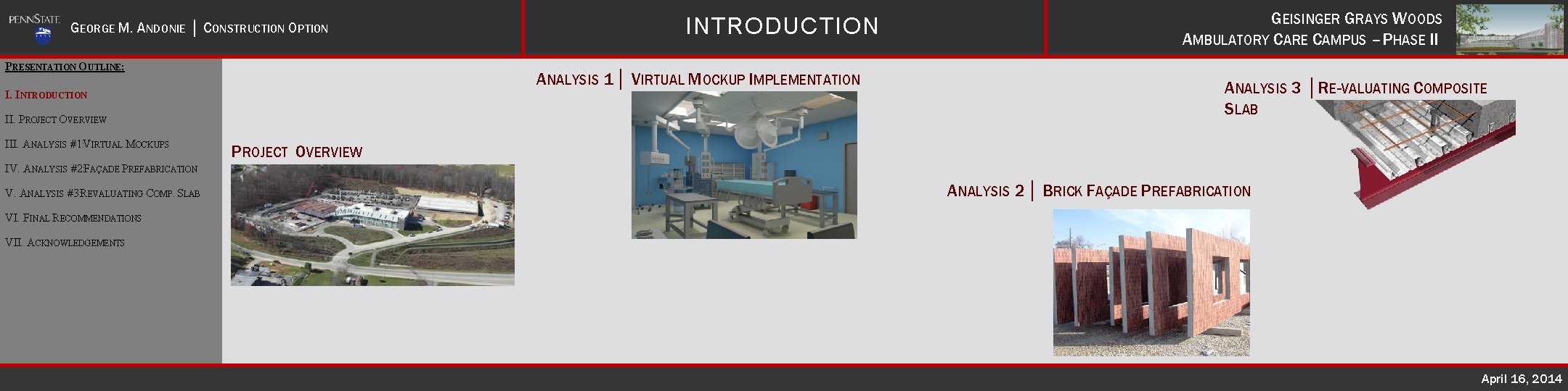 GEORGE M. ANDONIE │ CONSTRUCTION OPTION PRESENTATION OUTLINE: INTRODUCTION ANALYSIS 1 │ VIRTUAL MOCKUP