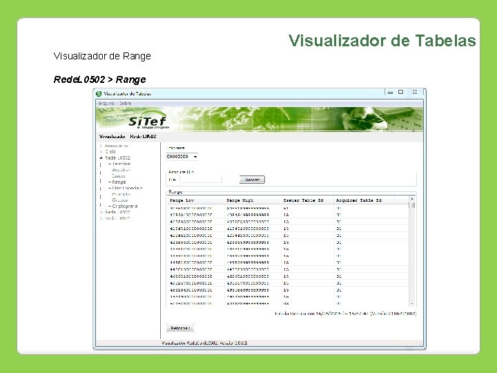 Visualizador de Tabelas Visualizador de Range Rede. L 0502 > Range 