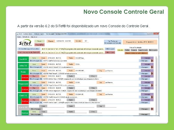 Novo Console Controle Geral A partir da versão 6. 2 do Si. Tef® foi