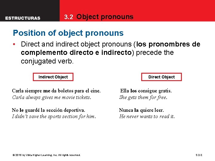 3. 2 Object pronouns Position of object pronouns • Direct and indirect object pronouns