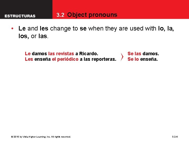 3. 2 Object pronouns • Le and les change to se when they are