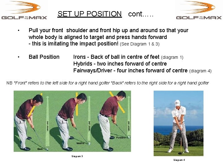 SET UP POSITION cont…. . • Pull your front shoulder and front hip up