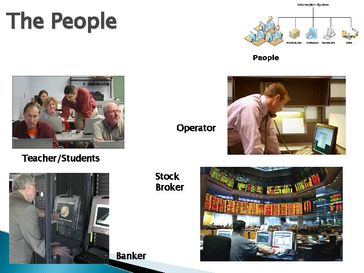 The People Operator Teacher/Students Stock Broker Banker 