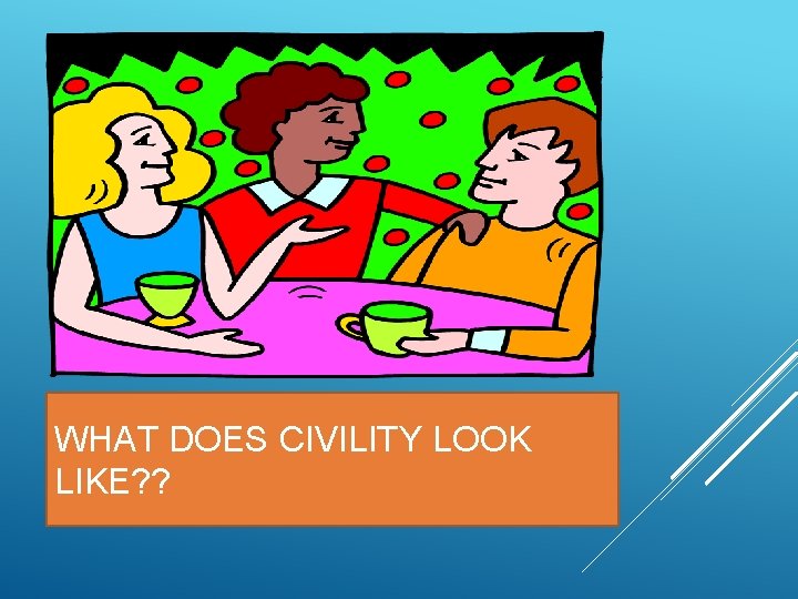 WHAT DOES CIVILITY LOOK LIKE? ? 