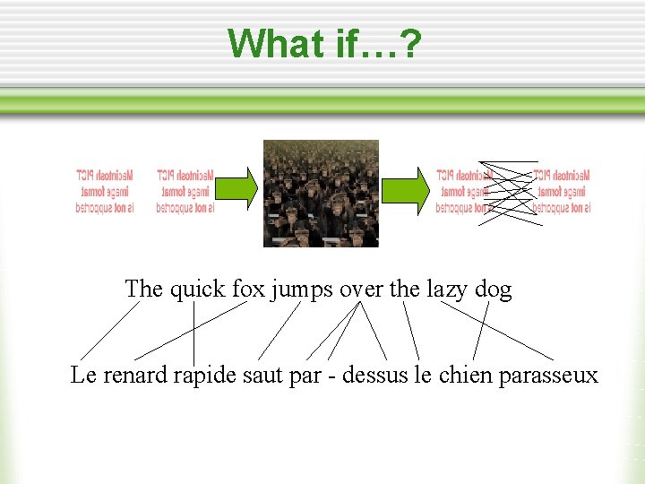 What if…? The quick fox jumps over the lazy dog Le renard rapide saut