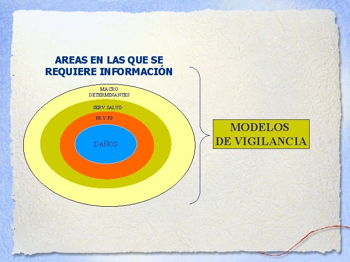 AREAS EN LAS QUE SE REQUIERE INFORMACIÓN MACRO DETERMINANTES SERV. SALUD FR Y FP