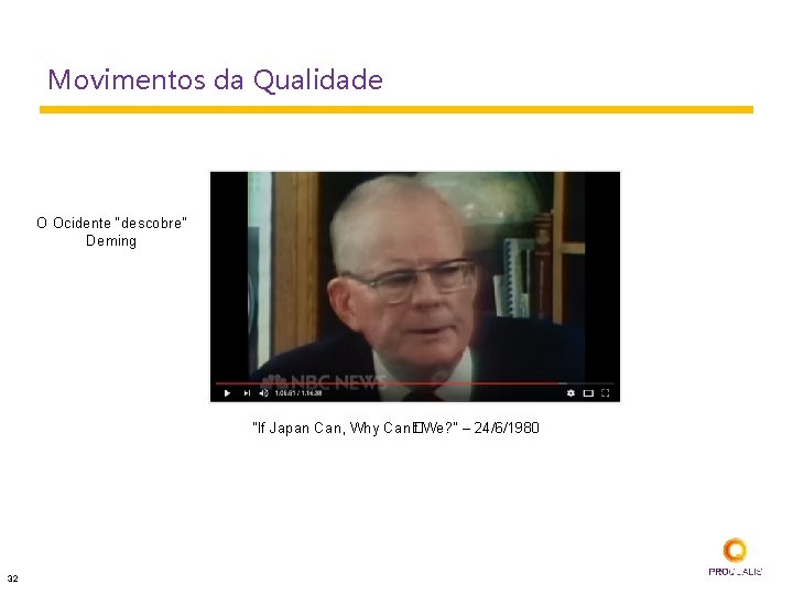 Movimentos da Qualidade O Ocidente “descobre” Deming "If Japan Can, Why Can� t We?