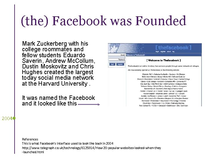 (the) Facebook was Founded Mark Zuckerberg with his college roommates and fellow students Eduardo