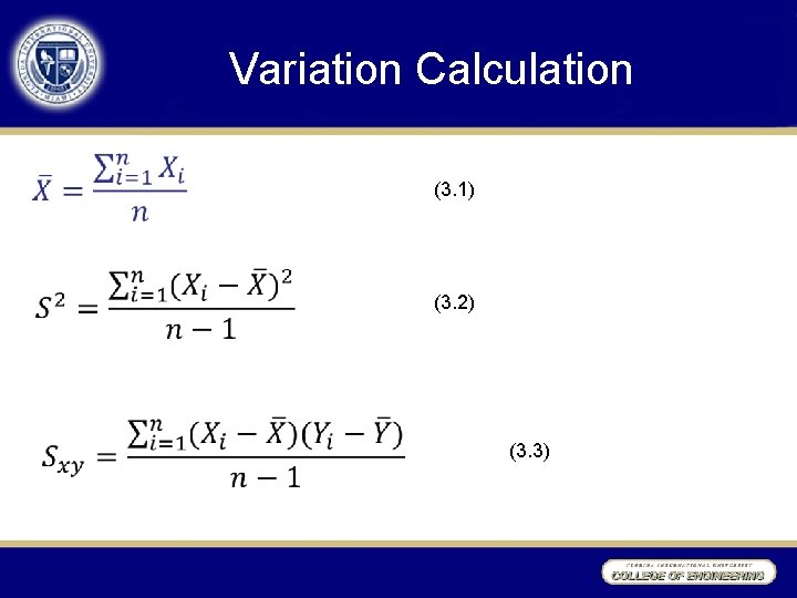 Variation Calculation • (3. 1) (3. 2) (3. 3) 