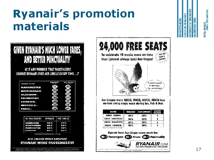 Ryanair’s promotion materials 17 