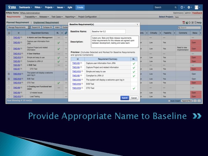 Provide Appropriate Name to Baseline 