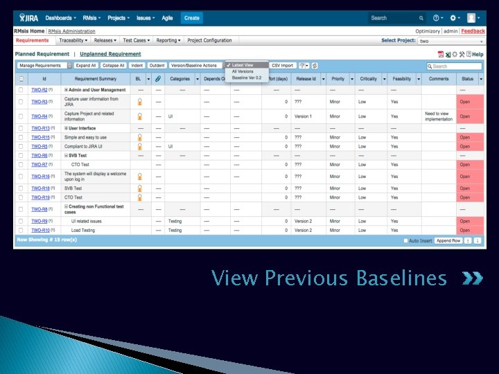 View Previous Baselines 