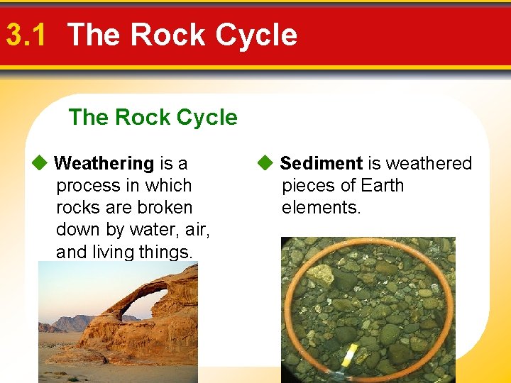 3. 1 The Rock Cycle Weathering is a process in which rocks are broken