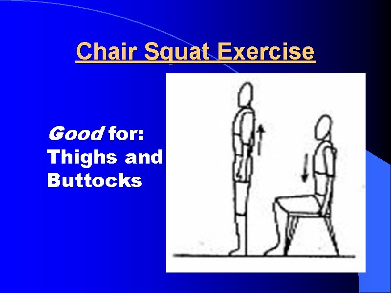 Chair Squat Exercise Good for: Thighs and Buttocks 