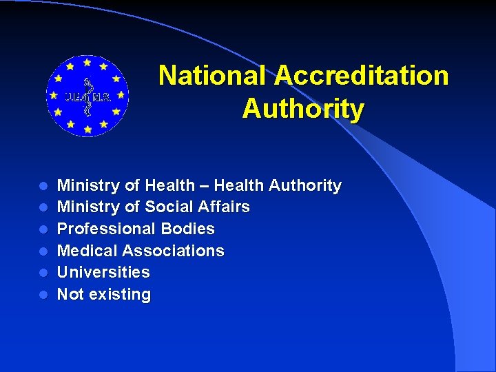 National Accreditation Authority l l l Ministry of Health – Health Authority Ministry of