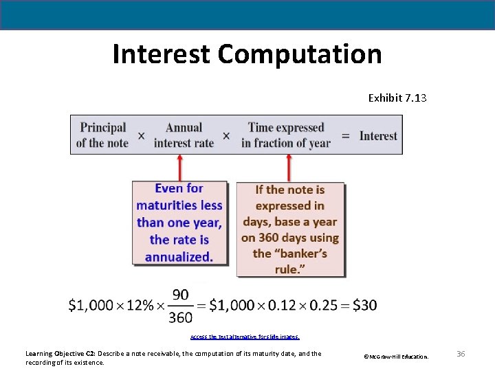 Interest Computation Exhibit 7. 13 Access the text alternative for slide images. Learning Objective