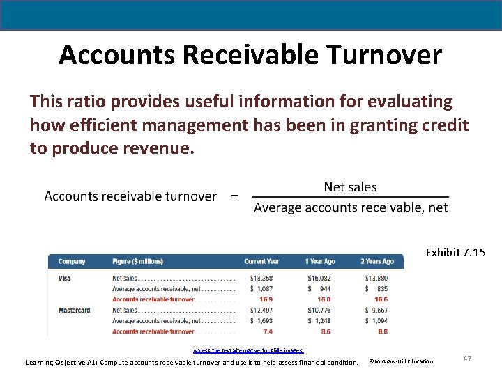 Accounts Receivable Turnover This ratio provides useful information for evaluating how efficient management has