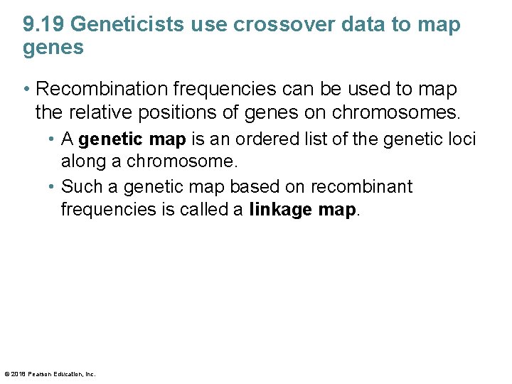 9. 19 Geneticists use crossover data to map genes • Recombination frequencies can be