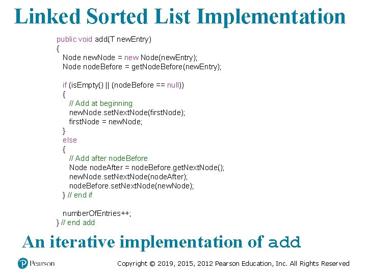 Linked Sorted List Implementation public void add(T new. Entry) { Node new. Node =