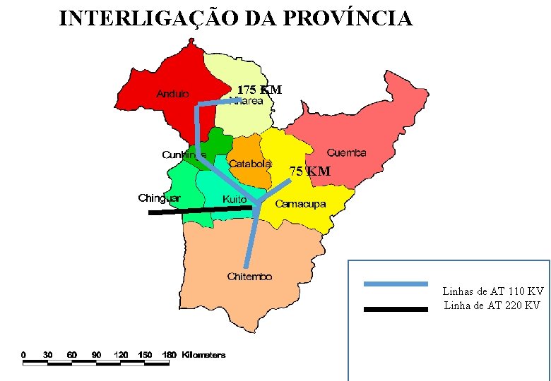 INTERLIGAÇÃO DA PROVÍNCIA 175 KM Linhas de AT 110 KV Linha de AT 220