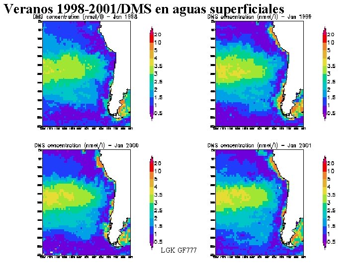 Veranos 1998 -2001/DMS en aguas superficiales LGK GF 777 