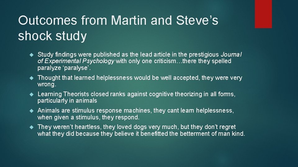 Outcomes from Martin and Steve’s shock study Study findings were published as the lead