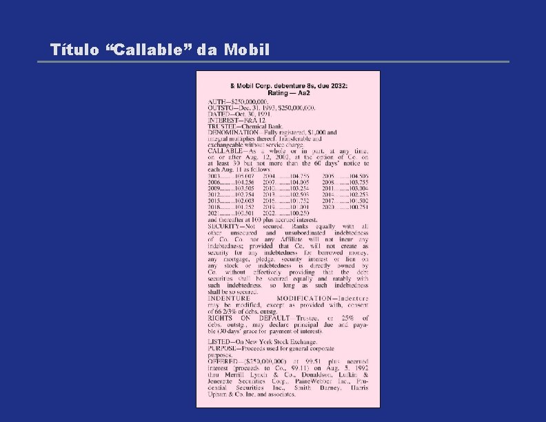 Título “Callable” da Mobil 