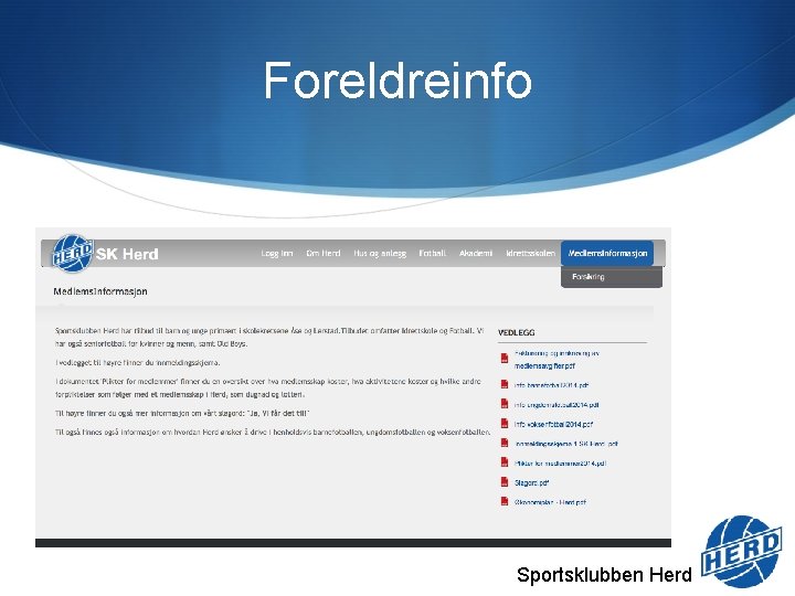 Foreldreinfo Sportsklubben Herd 