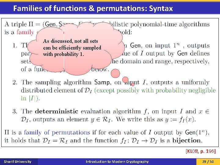 Families of functions & permutations: Syntax As discussed, not all sets can be efficiently