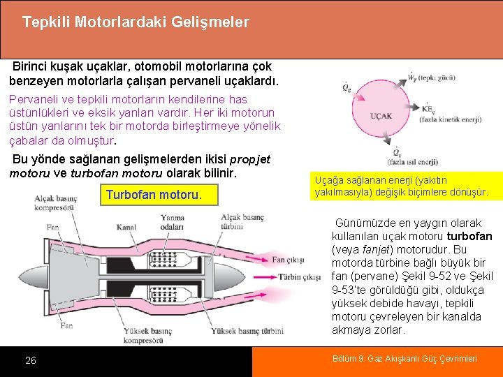 Tepkili Motorlardaki Gelişmeler Birinci kuşak uçaklar, otomobil motorlarına çok benzeyen motorlarla çalışan pervaneli uçaklardı.