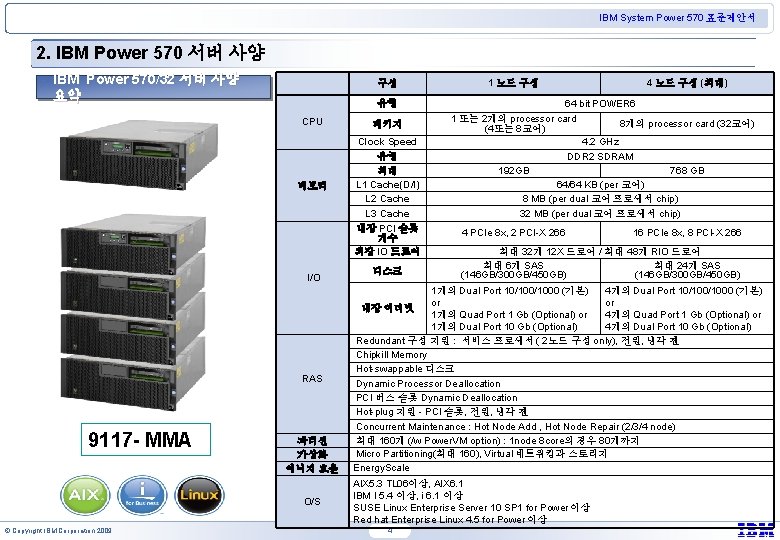 IBM System Power 570 표준제안서 2. IBM Power 570 서버 사양 IBM Power 570/32