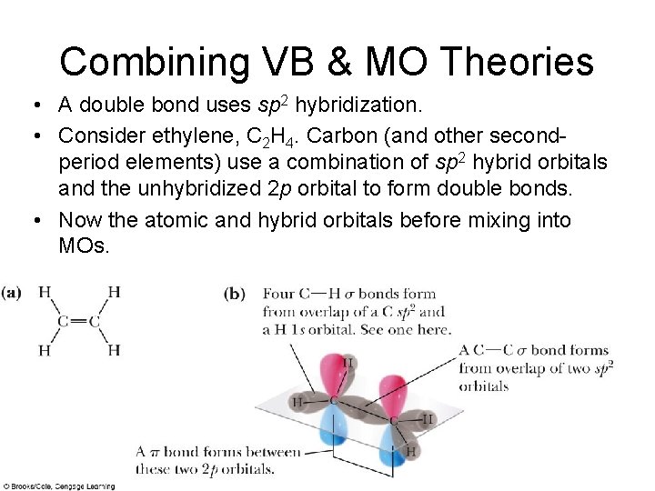 Combining VB & MO Theories • A double bond uses sp 2 hybridization. •