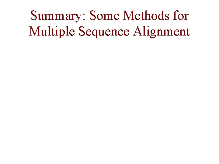 Summary: Some Methods for Multiple Sequence Alignment 