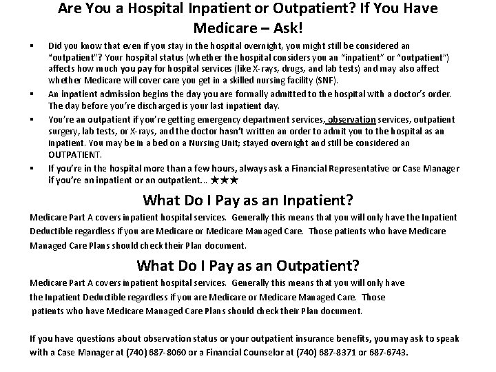 Are You a Hospital Inpatient or Outpatient? If You Have Medicare – Ask! §