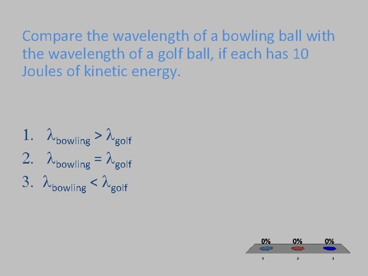 Compare the wavelength of a bowling ball with the wavelength of a golf ball,