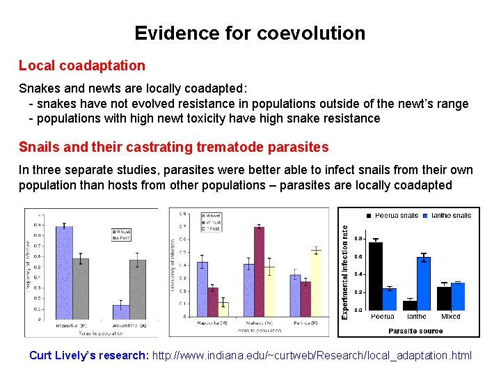 Evidence for coevolution Local coadaptation Snakes and newts are locally coadapted: - snakes have