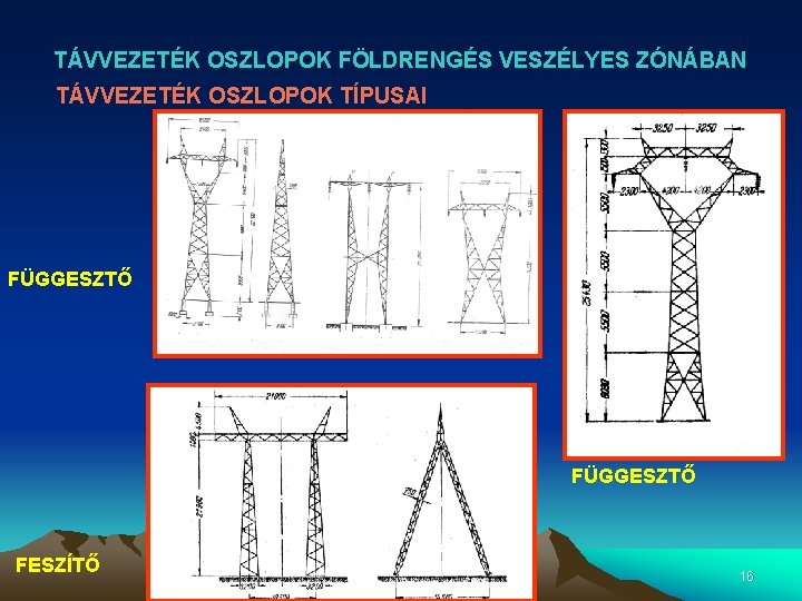 TÁVVEZETÉK OSZLOPOK FÖLDRENGÉS VESZÉLYES ZÓNÁBAN TÁVVEZETÉK OSZLOPOK TÍPUSAI FÜGGESZTŐ FESZÍTŐ 16 TÁVVEZETÉK OSZLOPOK FÖLDRENGÉS VESZÉLYES ZÓNÁBAN TÁVVEZETÉK OSZLOPOK TÍPUSAI FÜGGESZTŐ FESZÍTŐ 16