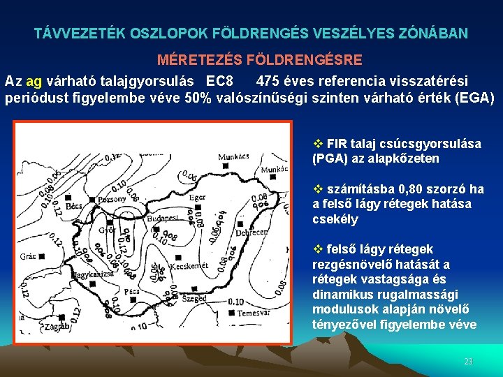 TÁVVEZETÉK OSZLOPOK FÖLDRENGÉS VESZÉLYES ZÓNÁBAN MÉRETEZÉS FÖLDRENGÉSRE Az ag várható talajgyorsulás EC 8 475 TÁVVEZETÉK OSZLOPOK FÖLDRENGÉS VESZÉLYES ZÓNÁBAN MÉRETEZÉS FÖLDRENGÉSRE Az ag várható talajgyorsulás EC 8 475