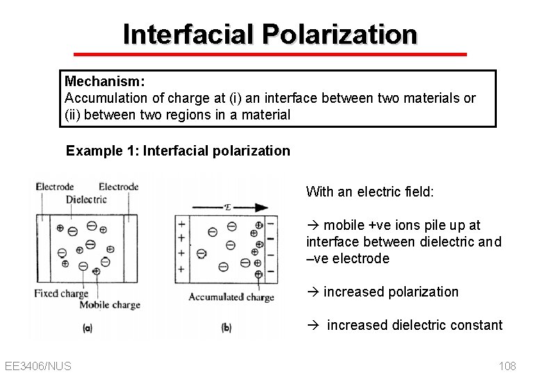 Interfacial Polarization Mechanism: Accumulation of charge at (i) an interface between two materials or